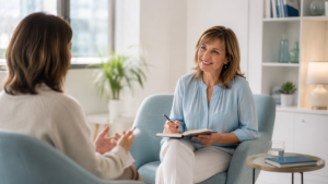 Consulta de psicología en Madrid con dos sillones y luz natural